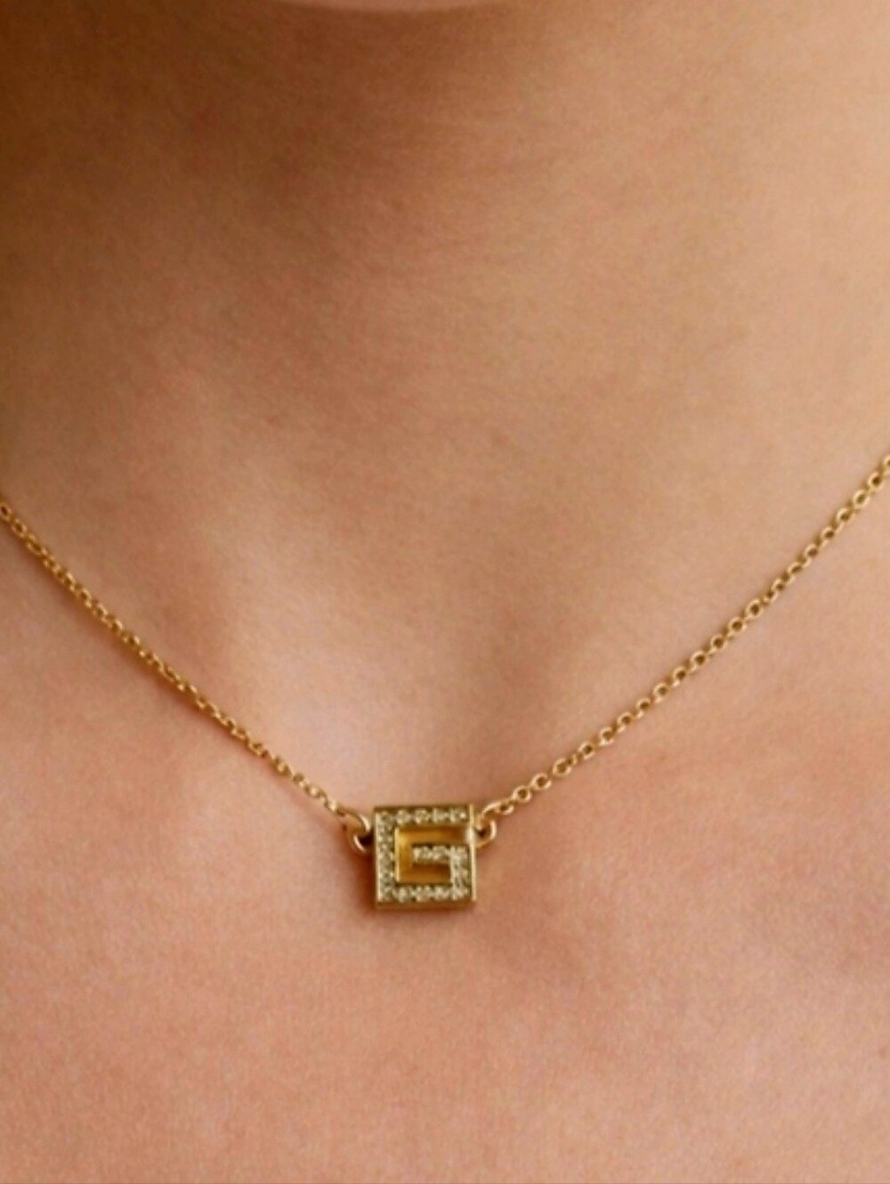Givenchy Gold-plated G Logo Crystal Necklace